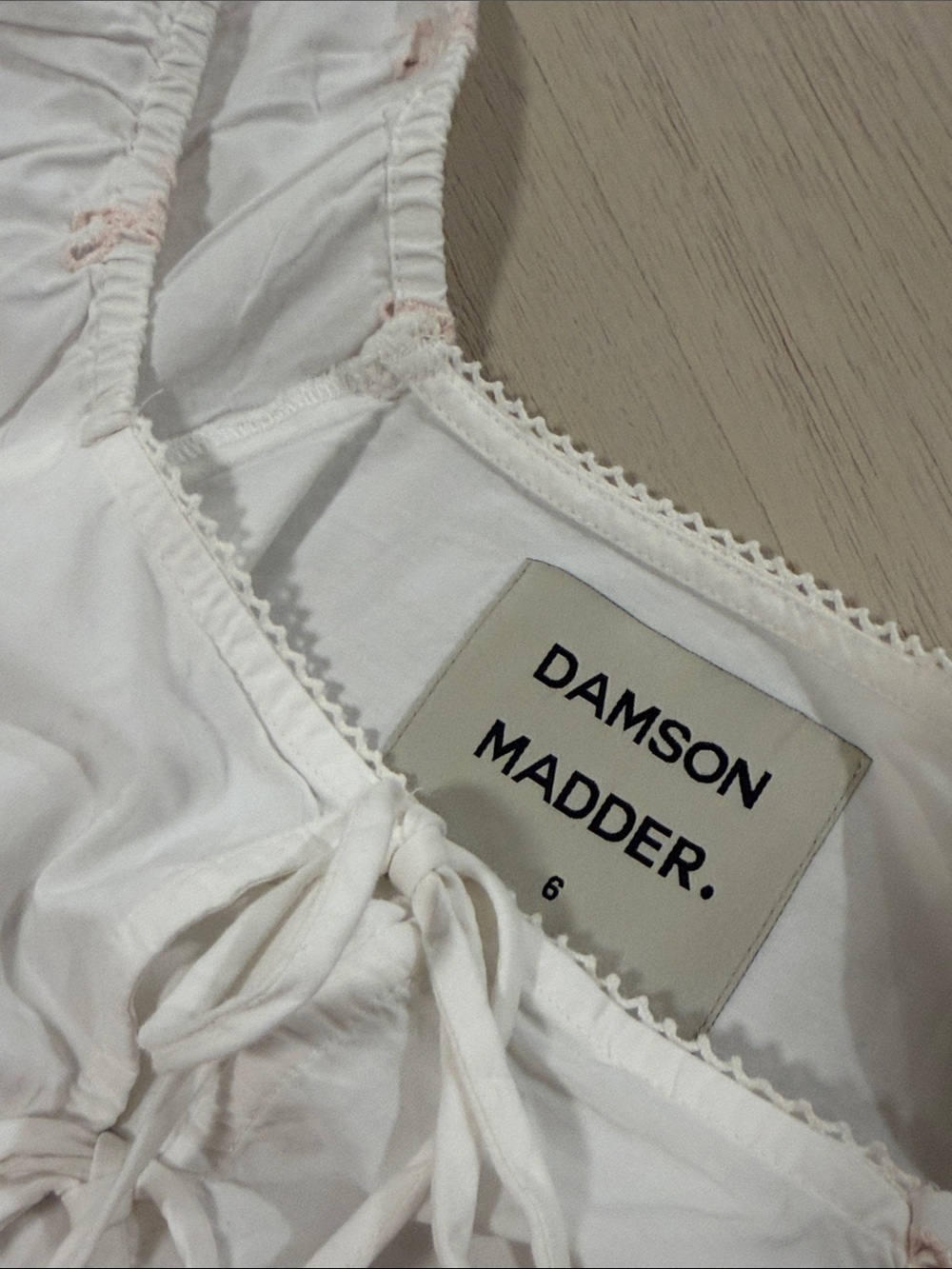 Damson Madder Lana Blouse & Short SET White Broderie Tie Cotton Cottage Boho 6 - Picture 11 of 12